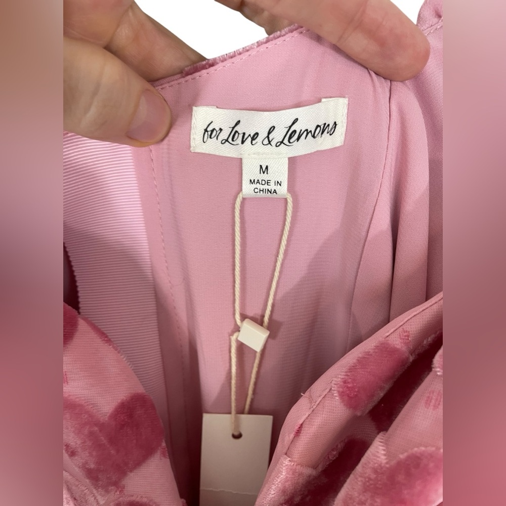 For Love And Lemons Pink Heart Pattern Mini Dress - Picture 6 of 14